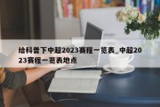 给科普下中超2023赛程一览表_中超2023赛程一览表地点