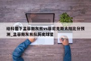 给科普下孟菲斯灰熊vs菲尼克斯太阳比分预测_孟菲斯灰熊队历史球星