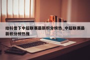 给科普下中超联赛最新积分榜热_中超联赛最新积分榜热搜