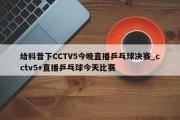 给科普下CCTV5今晚直播乒乓球决赛_cctv5+直播乒乓球今天比赛