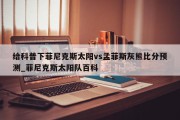 给科普下菲尼克斯太阳vs孟菲斯灰熊比分预测_菲尼克斯太阳队百科