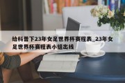 给科普下23年女足世界杯赛程表_23年女足世界杯赛程表小组出线