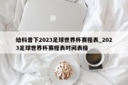 给科普下2023足球世界杯赛程表_2023足球世界杯赛程表时间表格